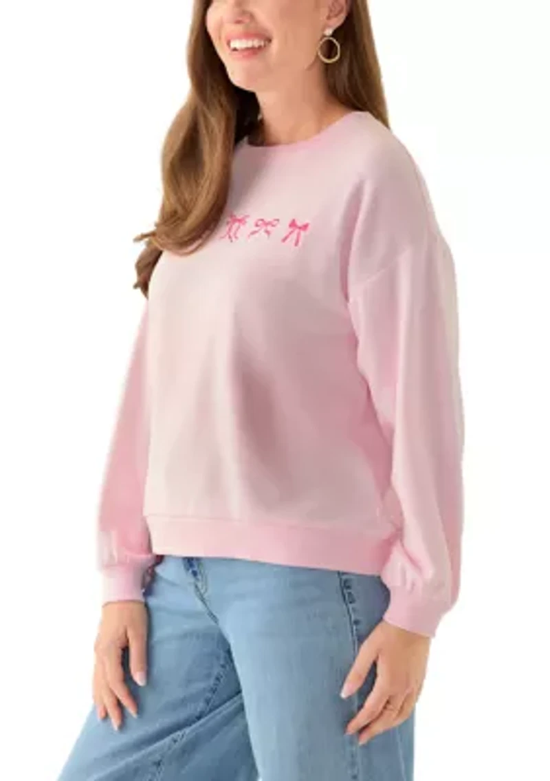 Petite Long Sleeve Graphic Sweeper Sweatshirt
