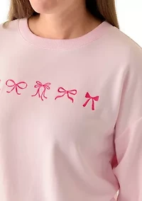 Petite Long Sleeve Graphic Sweeper Sweatshirt
