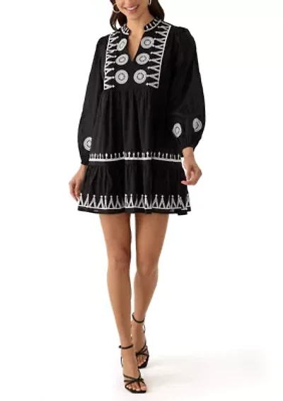 Petite Embroidered A-Line Dress