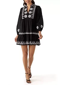 Petite Embroidered A-Line Dress