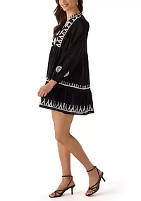 Petite Embroidered A-Line Dress