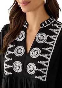 Petite Embroidered A-Line Dress