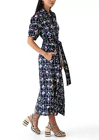 Petite Belted Printed Shirtdress