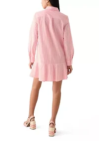 Petite Long Sleeve Flounce Shirt Dress