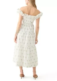 Petite Printed Off-the-Shoulder Midi Dress