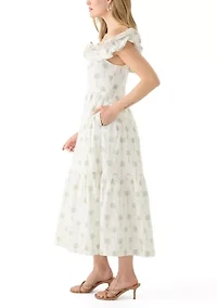 Petite Printed Off-the-Shoulder Midi Dress