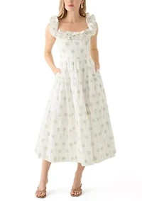 Petite Printed Off-the-Shoulder Midi Dress