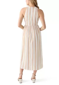 Petite Sleeveless Linen Yarn Dyed Tank Dress