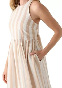 Petite Sleeveless Linen Yarn Dyed Tank Dress