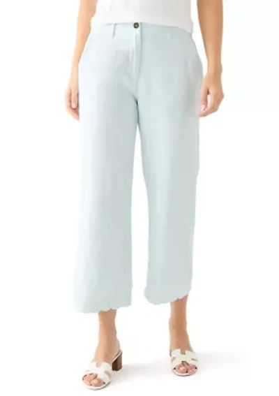 Petite Linen Scallop Trousers