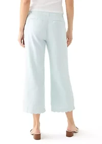 Petite Linen Scallop Trousers