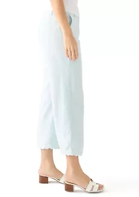 Petite Linen Scallop Trousers