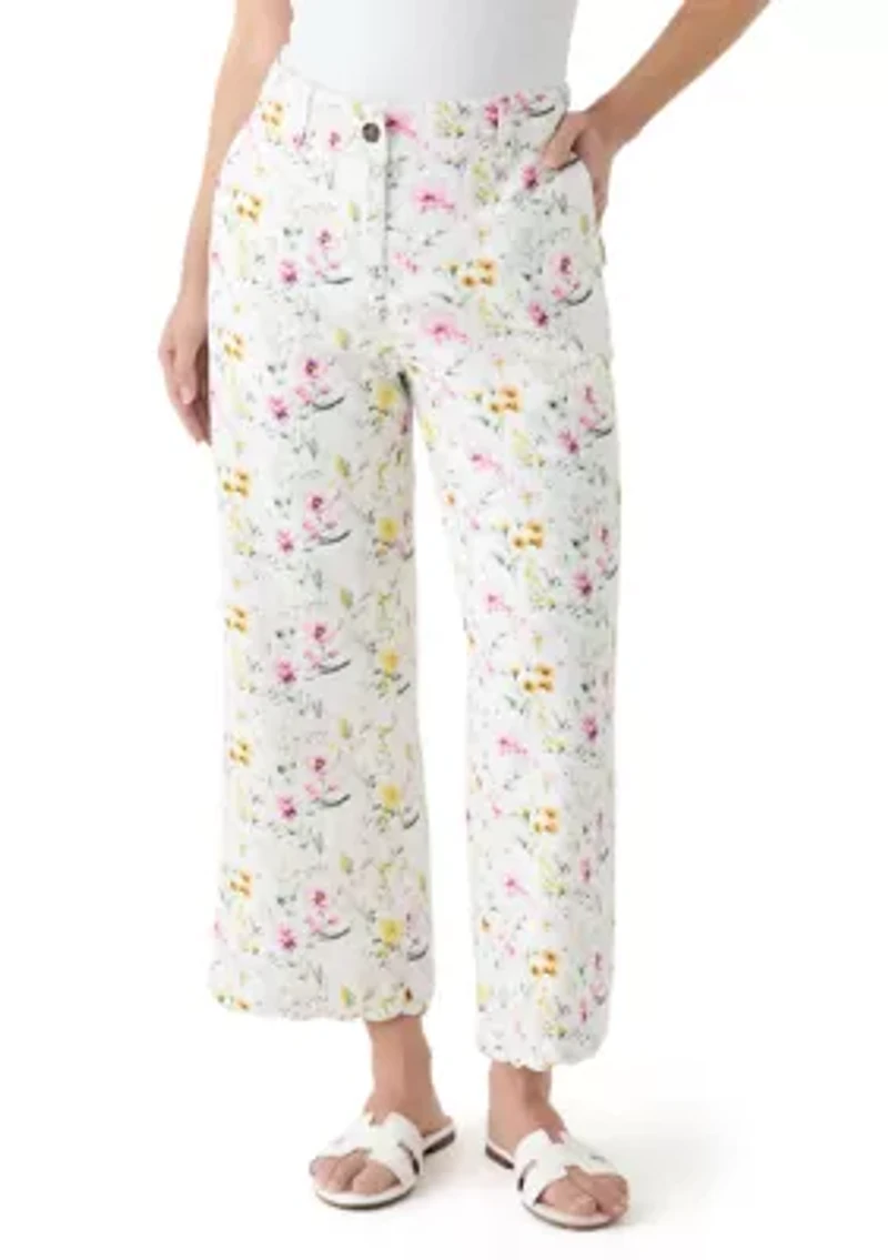 Petite Linen Scalloped Pants