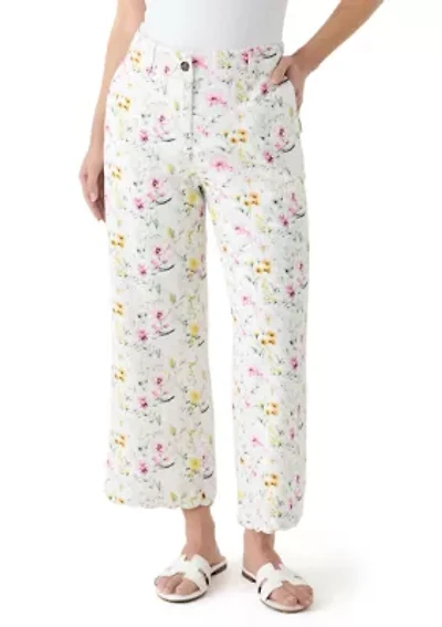 Petite Linen Scalloped Pants