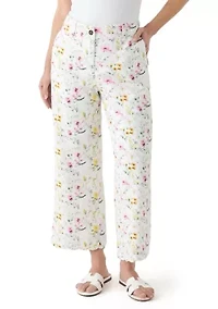 Petite Linen Scalloped Pants