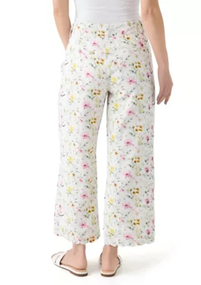 Petite Linen Scalloped Pants