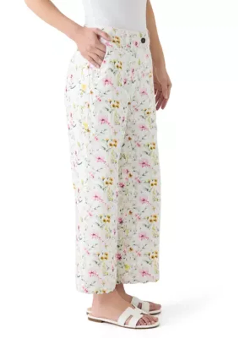 Petite Linen Scalloped Pants