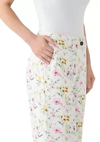 Petite Linen Scalloped Pants
