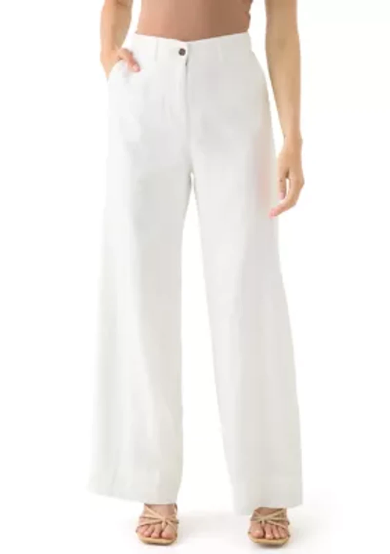 Petite Linen Wide Leg Pants