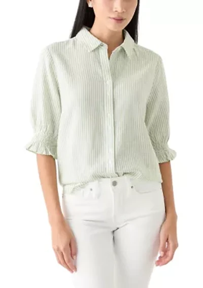 Petite Printed Button Down Shirt