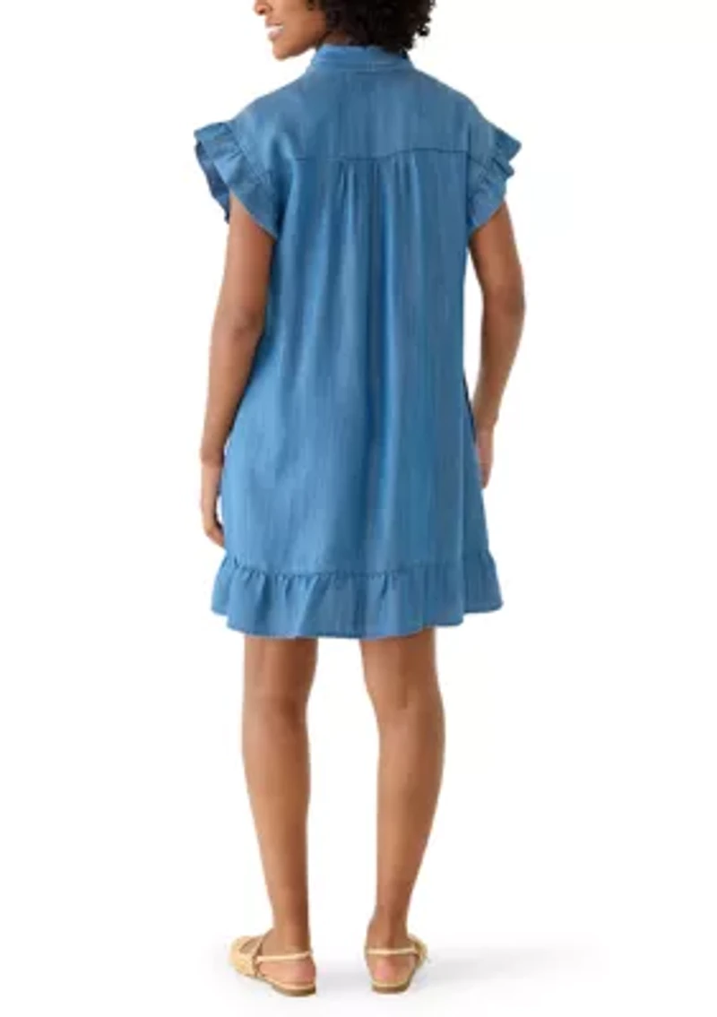 Petite Flutter Sleeve Mini Shirtdress