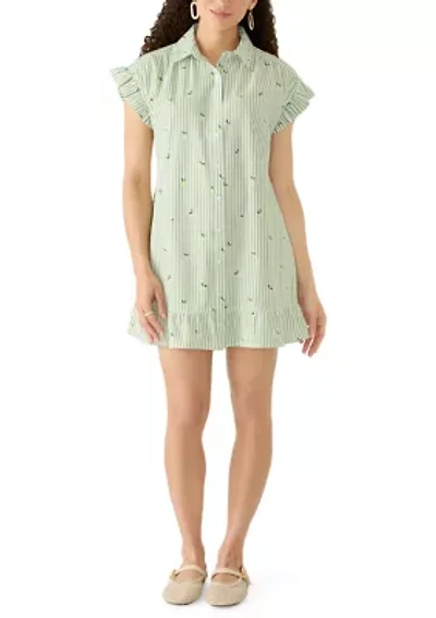 Petite Flutter Sleeve Mini Shirtdress