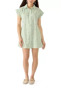 Petite Flutter Sleeve Mini Shirtdress