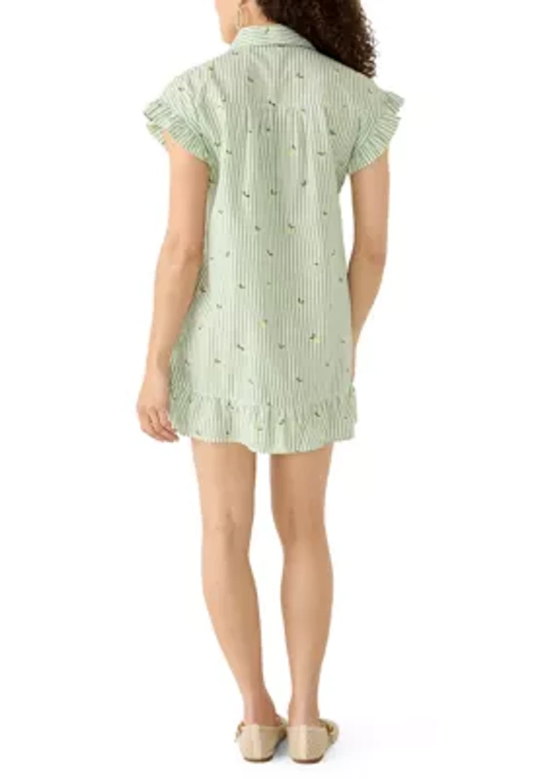 Petite Flutter Sleeve Mini Shirtdress