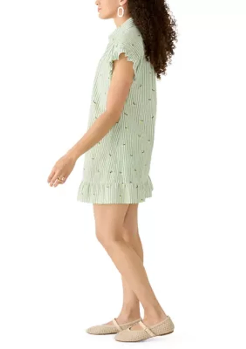 Petite Flutter Sleeve Mini Shirtdress