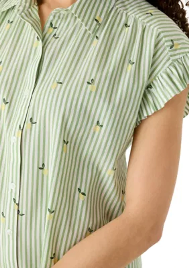 Petite Flutter Sleeve Mini Shirtdress