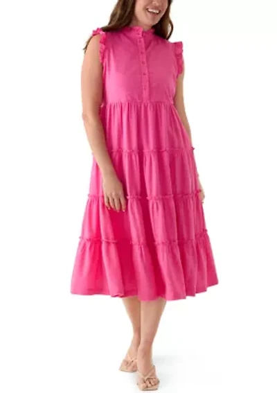 Petite Sleeveless Ruffle Tier Midi Dress