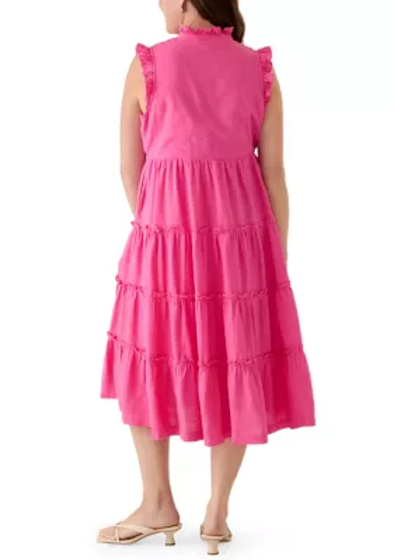 Petite Sleeveless Ruffle Tier Midi Dress