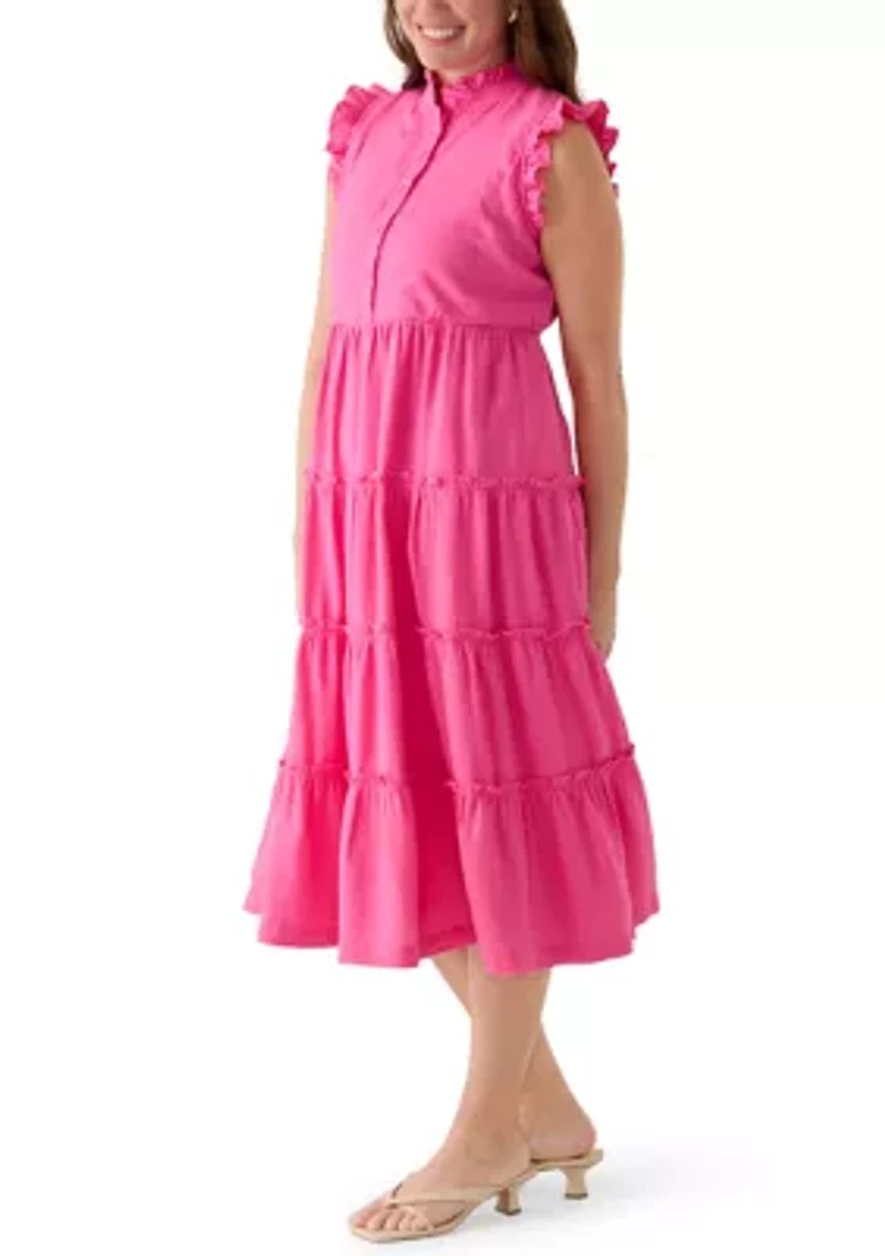Petite Sleeveless Ruffle Tier Midi Dress