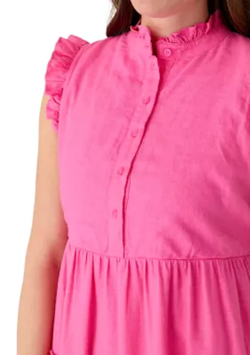 Petite Sleeveless Ruffle Tier Midi Dress