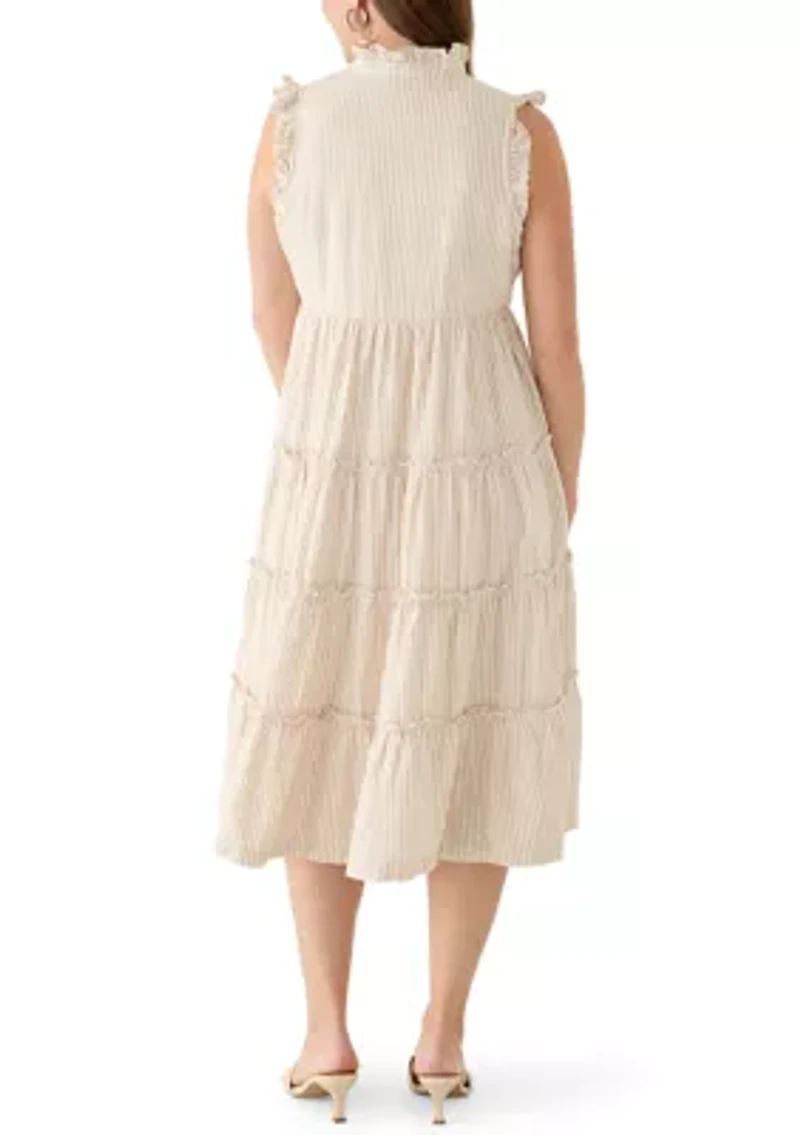 Petite Sleeveless Ruffle Tier Midi Dress