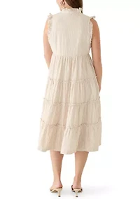Petite Sleeveless Ruffle Tier Midi Dress