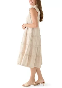 Petite Sleeveless Ruffle Tier Midi Dress