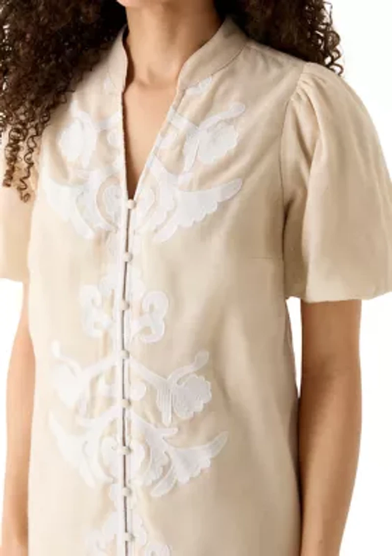 Petite Button Front A-Line Dress