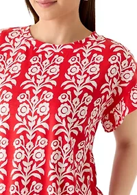 Petite Short Ruffle Sleeve Printed T-Shirt