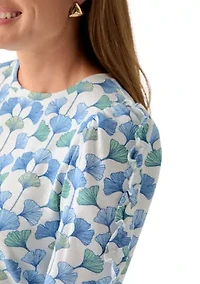 Petite 3/4 Rouched Sleeve Top