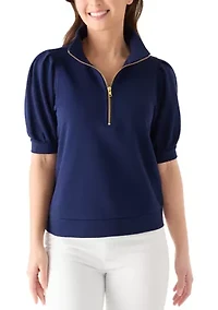 Petite Elbow Button French Terry Top