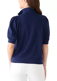 Petite Elbow Button French Terry Top