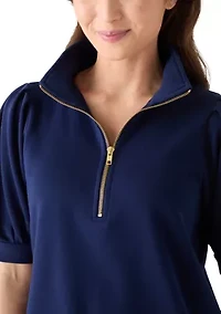 Petite Elbow Button French Terry Top