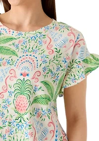 Petite Short Flutter Sleeve Printed T-Shirt