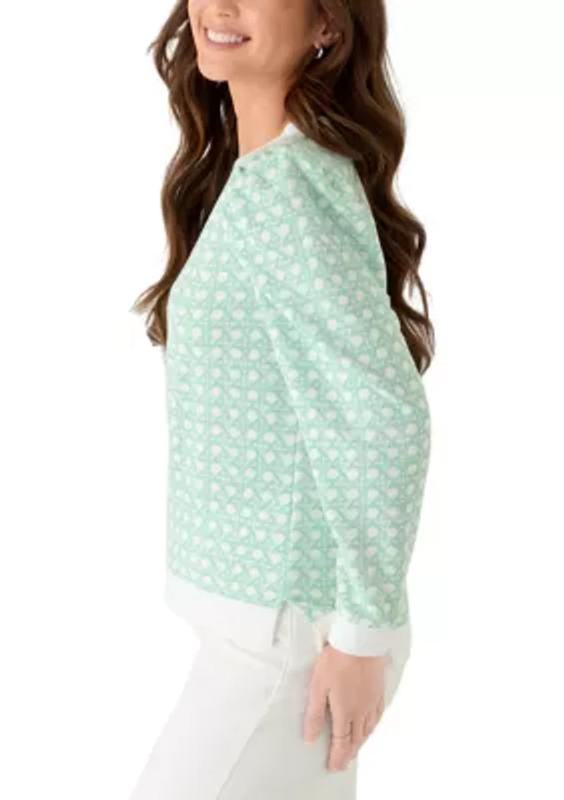 Petite Long Puff Sleeve Printed Sweatshirt