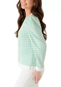 Petite Long Puff Sleeve Printed Sweatshirt