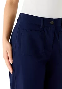 Petite Scallop Twill Pants