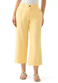 Petite Linen Cropped Pants
