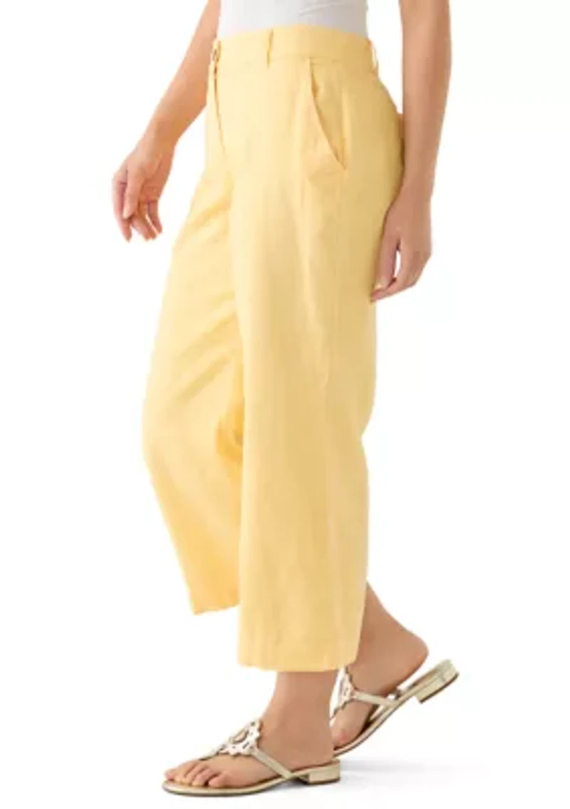 Petite Linen Cropped Pants