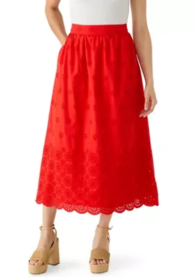 Petite Eyelet Midi Skirt